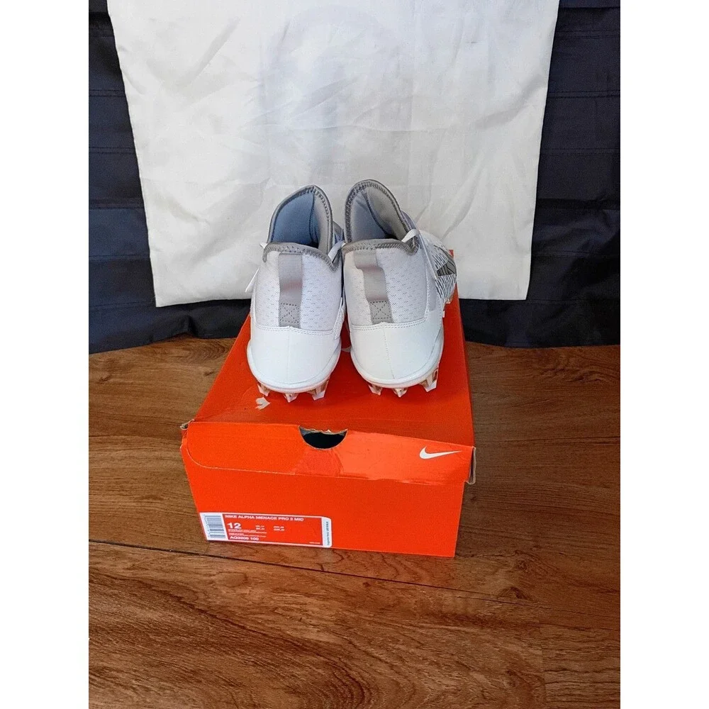 Nike Alpha Menace Pro 2 Mid Football Cleats Mens 12 White AQ3209-100 NIB